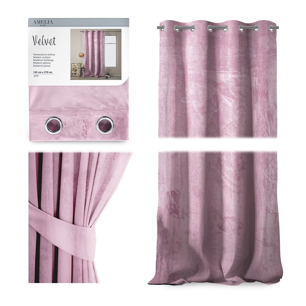 AmeliaHome Velvet -verho, vaaleanpunainen hinta ja tiedot | Verhot | hobbyhall.fi