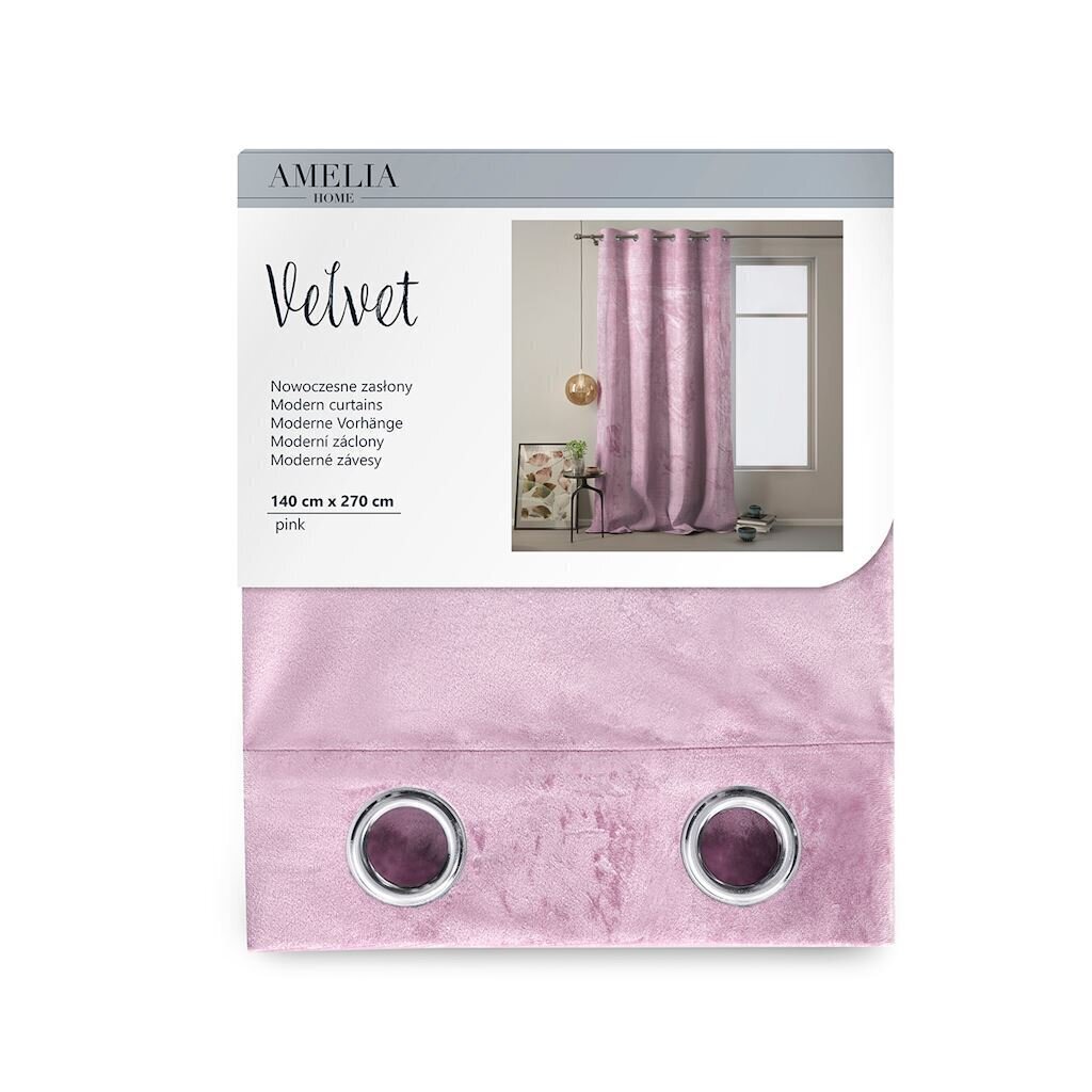 AmeliaHome Velvet -verho, vaaleanpunainen hinta ja tiedot | Verhot | hobbyhall.fi