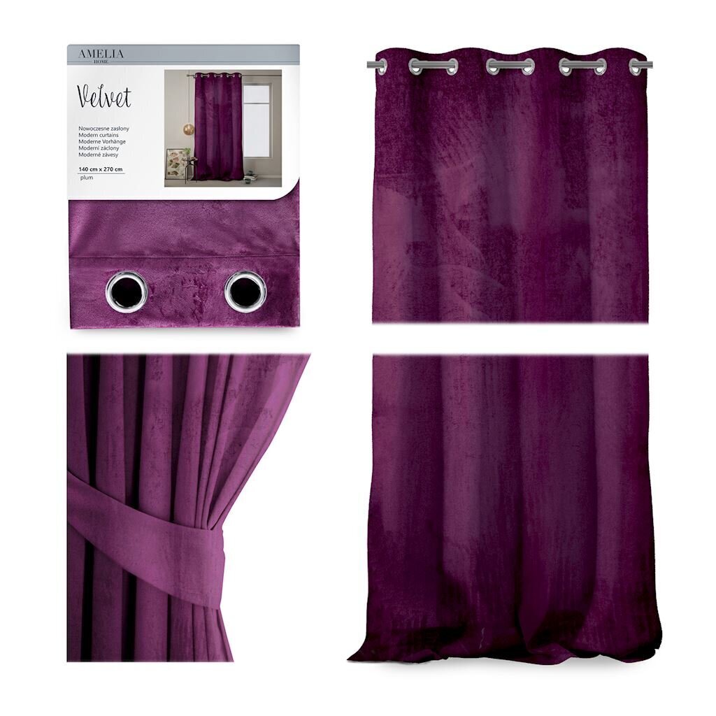 AmeliaHome Velvet -verho, luumu hinta ja tiedot | Verhot | hobbyhall.fi