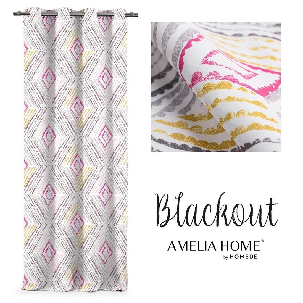 AmeliaHome Geometric -pimennysverho, punainen, 140 x 245 cm hinta ja tiedot | Verhot | hobbyhall.fi