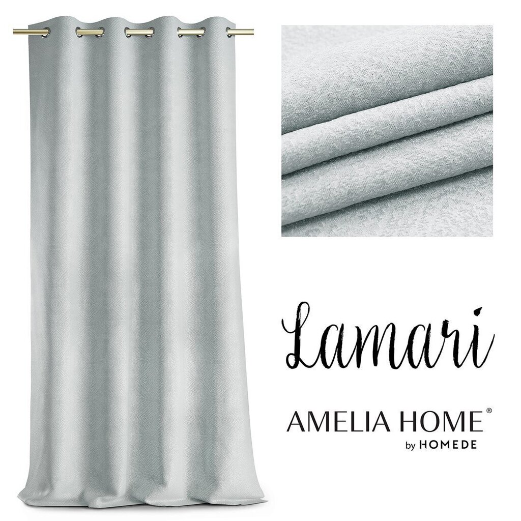 AmeliaHome Lamari -pimennysverho, hopeanharmaa, 140 x 250 cm hinta ja tiedot | Verhot | hobbyhall.fi