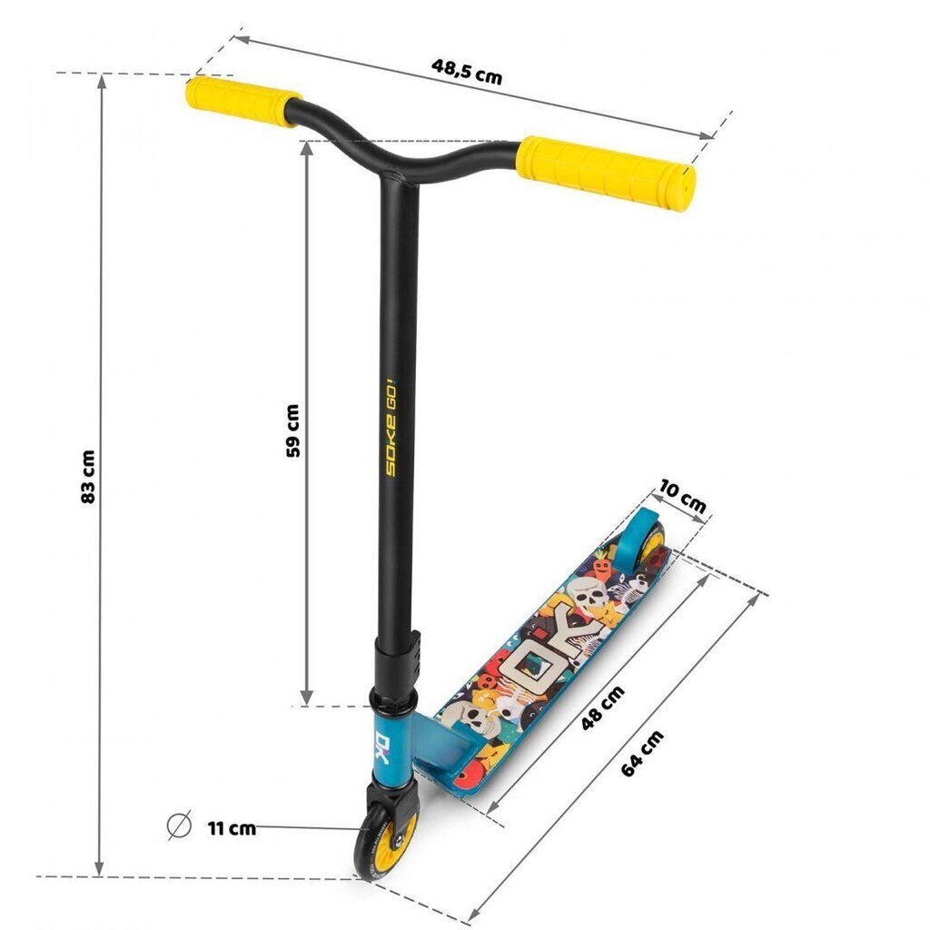 Stunt-potkulauta Soke go, kelta-sininen hinta ja tiedot | Potkulaudat | hobbyhall.fi