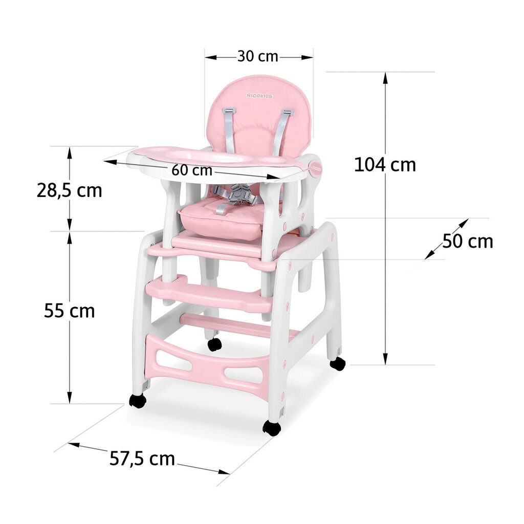 syöttötuoli, 5in1, vaaleanpunainen hinta ja tiedot | Syöttötuolit | hobbyhall.fi