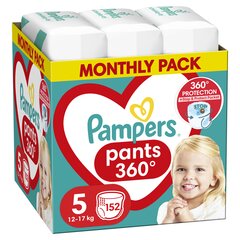 Housuvaipat PAMPERS Pants Monthly Pack, 5 koko, 12-17 kg, 152 kpl hinta ja tiedot | Vaipat | hobbyhall.fi