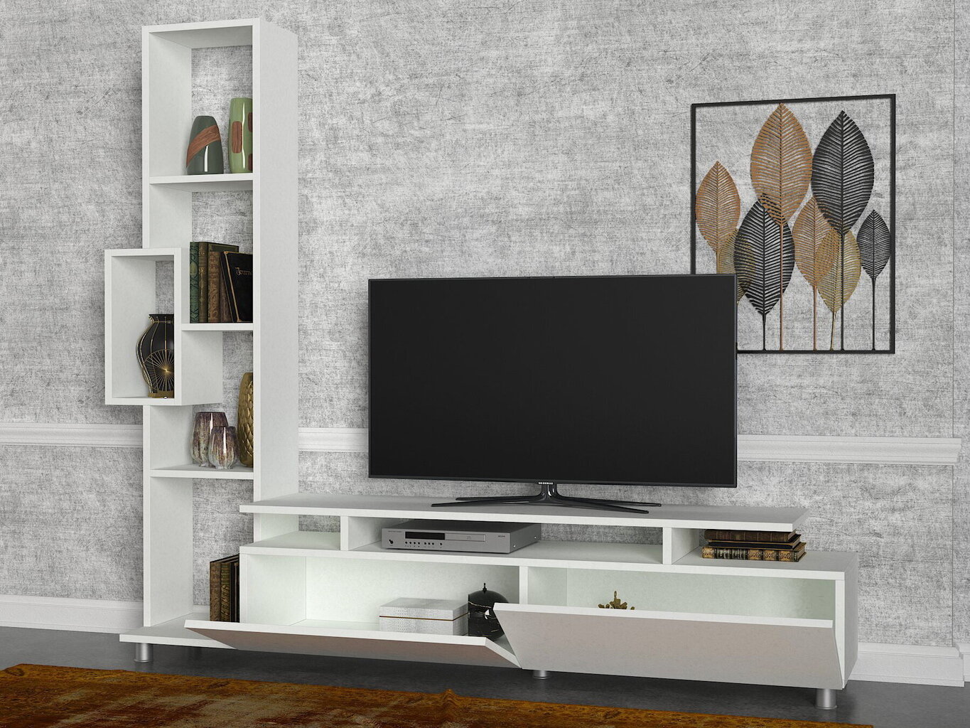 TV-taso Kalune Design 745 (I), valkoinen hinta ja tiedot | TV- ja mediakalusteet | hobbyhall.fi
