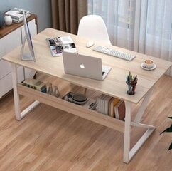 Tietokonepöytä hyllyllä, 80 x 40 x 72 cm, vaaleanruskea hinta ja tiedot | Tietokonepöydät ja työpöydät | hobbyhall.fi