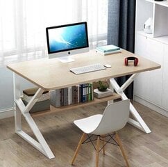 Tietokonepöytä hyllyllä, 80 x 40 x 72 cm, vaaleanruskea hinta ja tiedot | Tietokonepöydät ja työpöydät | hobbyhall.fi
