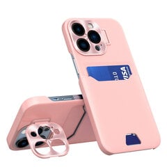 Leather Stand iPhone 14 Pro, vaaleanpunainen hinta ja tiedot | Puhelimen kuoret ja kotelot | hobbyhall.fi