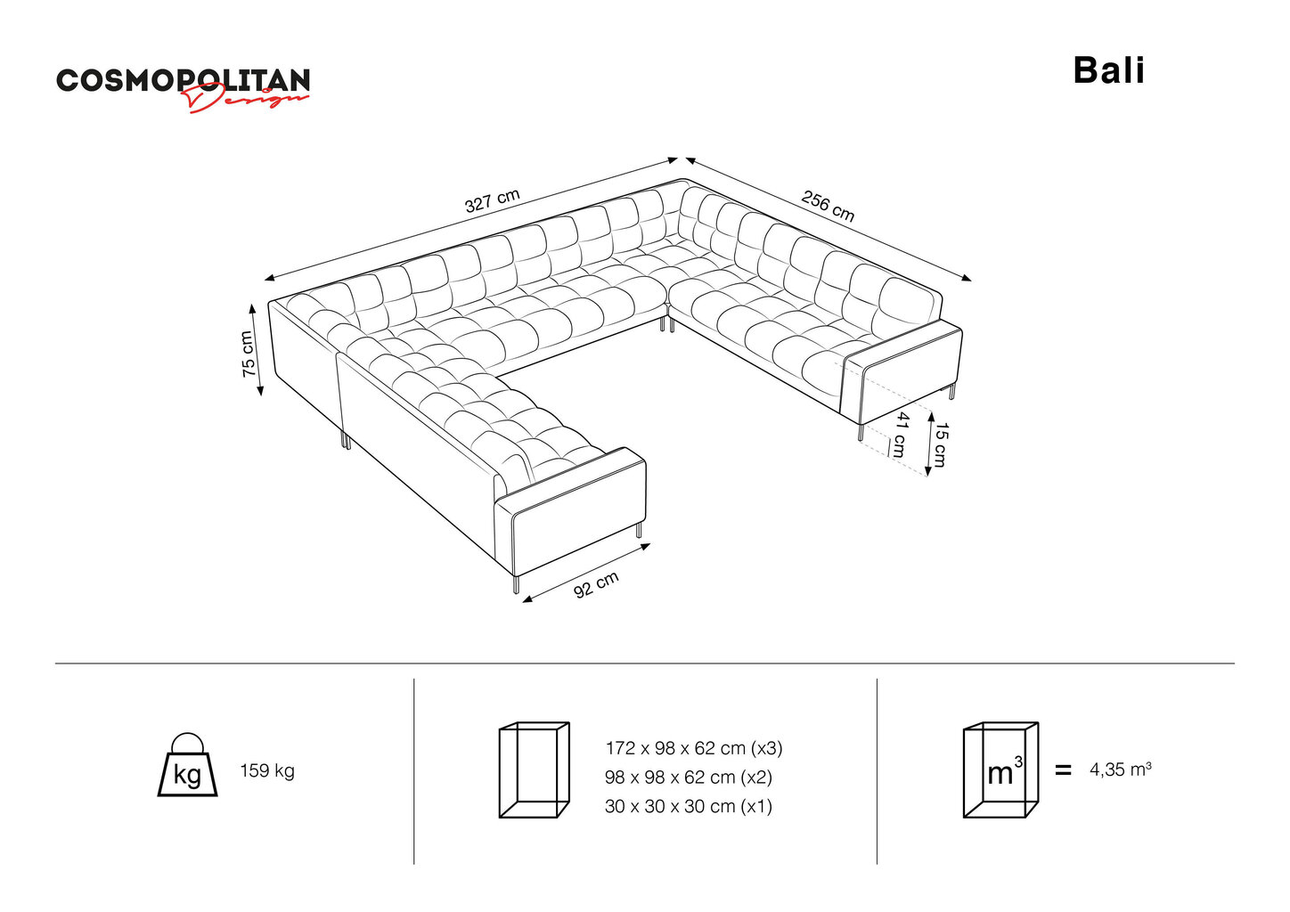 Pehmeä kulmasohva Cosmopolitan Design Bali 9S-VU, tummansininen/kulta hinta ja tiedot | Kulmasohvat ja divaanisohvat | hobbyhall.fi