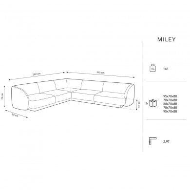 Samettinen symmetrinen kulmasohva Micadoni Miley, 252 x 252 x 74, valkoinen hinta ja tiedot | Sohvat ja vuodesohvat | hobbyhall.fi