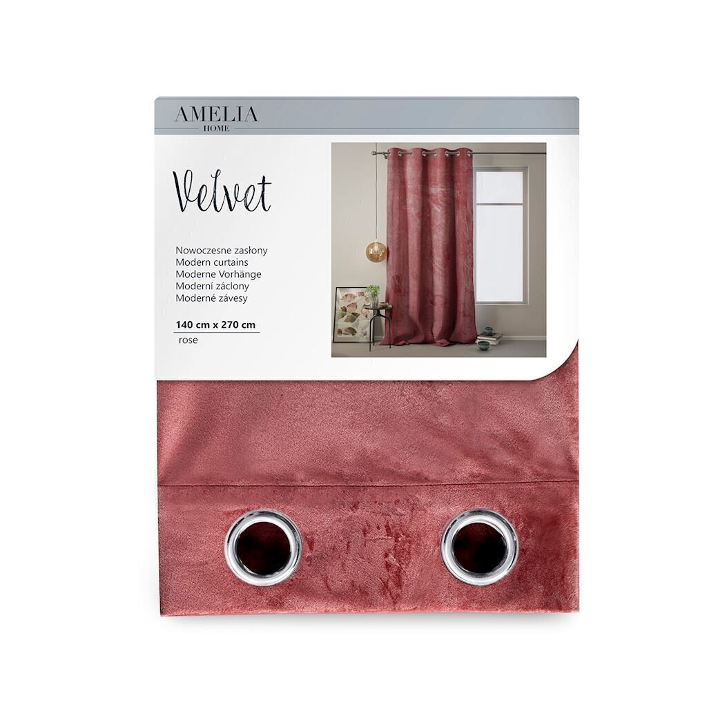 AmeliaHome Velvet -verho, ruoste, 140 x 270 cm hinta ja tiedot | Verhot | hobbyhall.fi