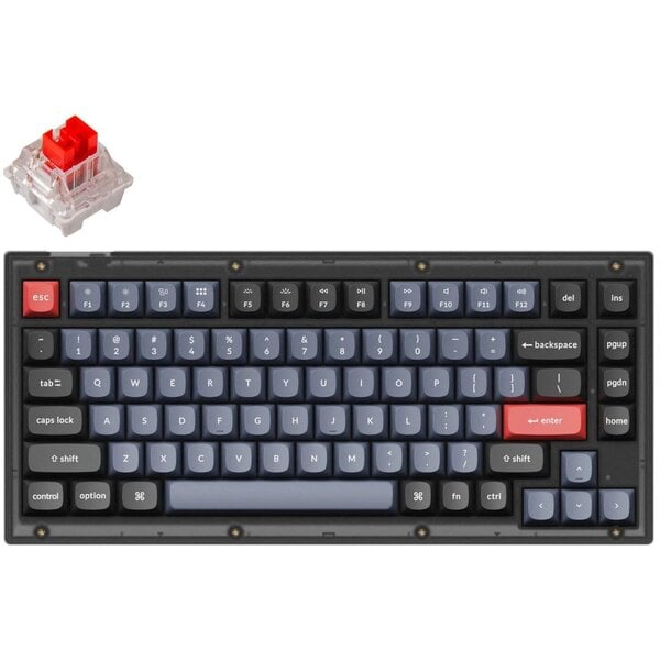 Keychron V1, TKL, Keychron K Pro Red Switch, Frosted Black, US