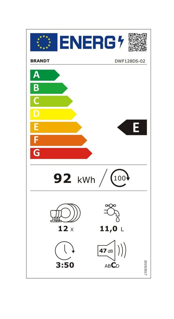 Brandt DWF128DS hinta ja tiedot | Astianpesukoneet | hobbyhall.fi