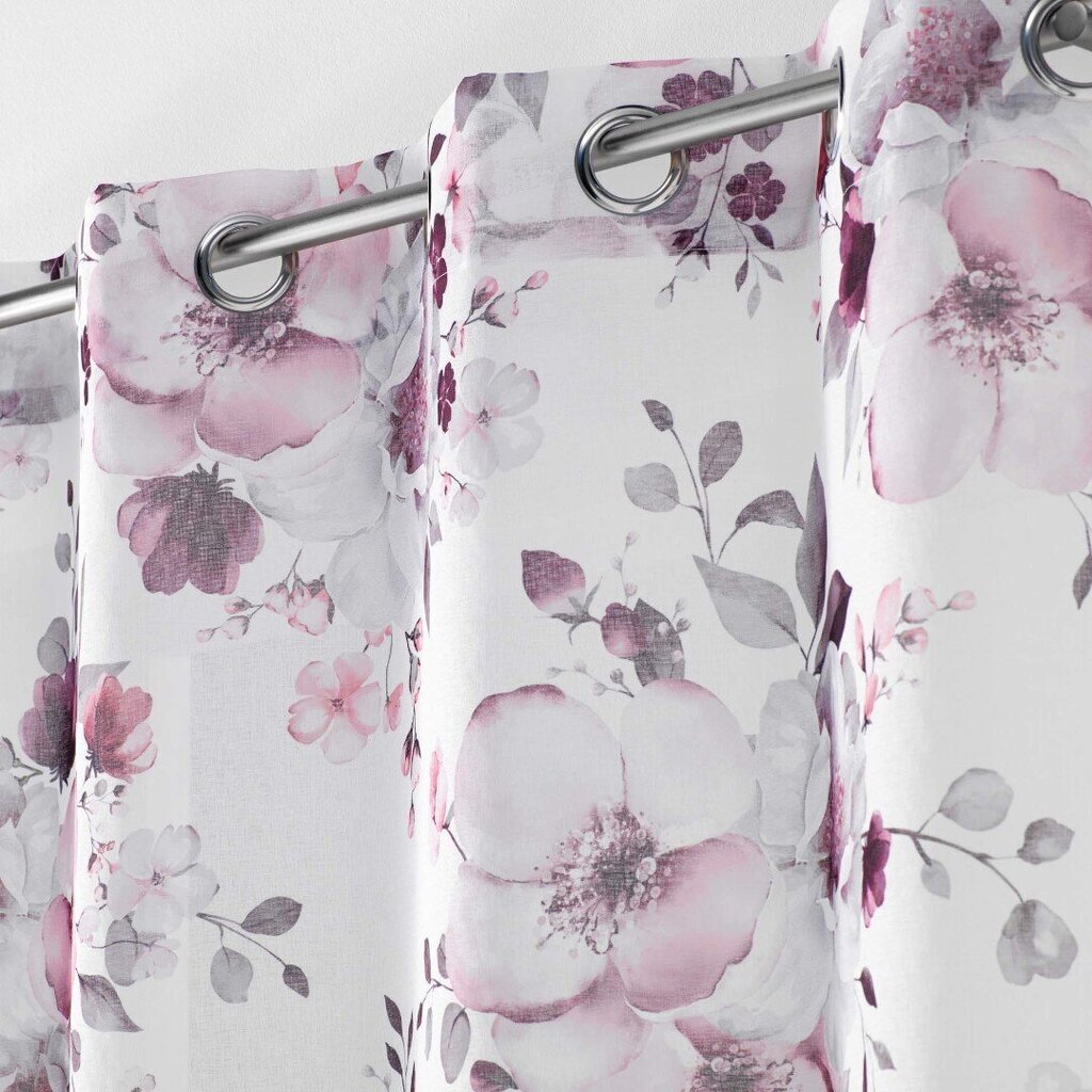 Verho Velvet Flower, valkoinen-violetti, 140 x 280 cm, 1kpl. hinta ja tiedot | Verhot | hobbyhall.fi