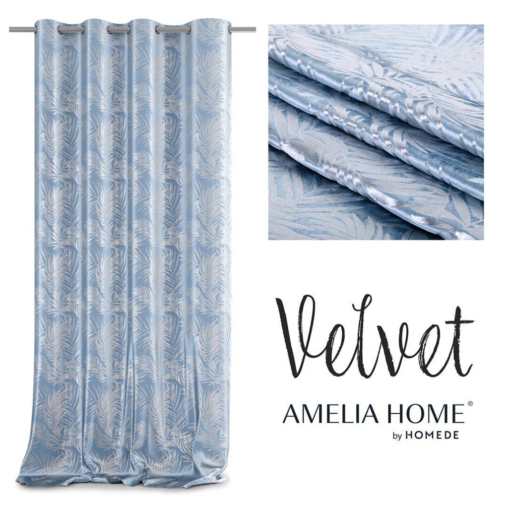 AmeliaHome Curtain Velvet Silver Leaves hinta ja tiedot | Verhot | hobbyhall.fi