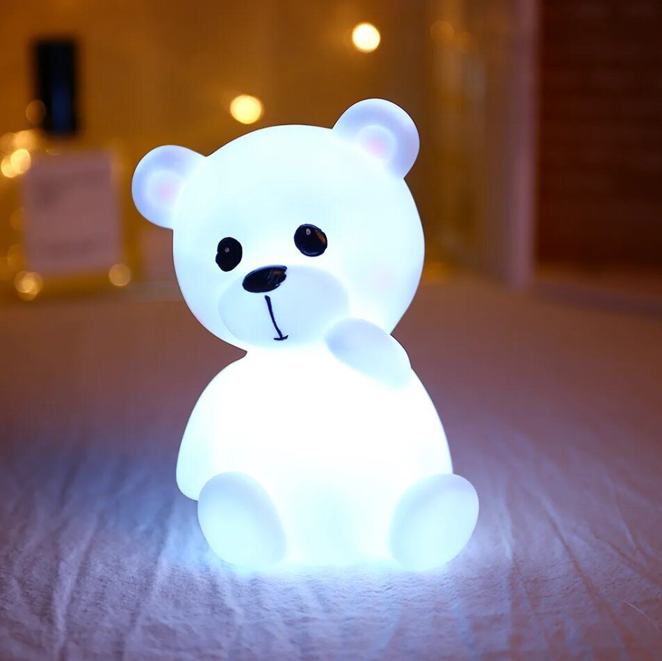 Pöytävalaisin LED BEAR, Valkoinen väri, 12 cm x 7 cm hinta ja tiedot | Lastenhuoneen valaisimet | hobbyhall.fi