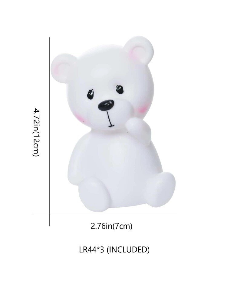 Pöytävalaisin LED BEAR, Valkoinen väri, 12 cm x 7 cm hinta ja tiedot | Lastenhuoneen valaisimet | hobbyhall.fi