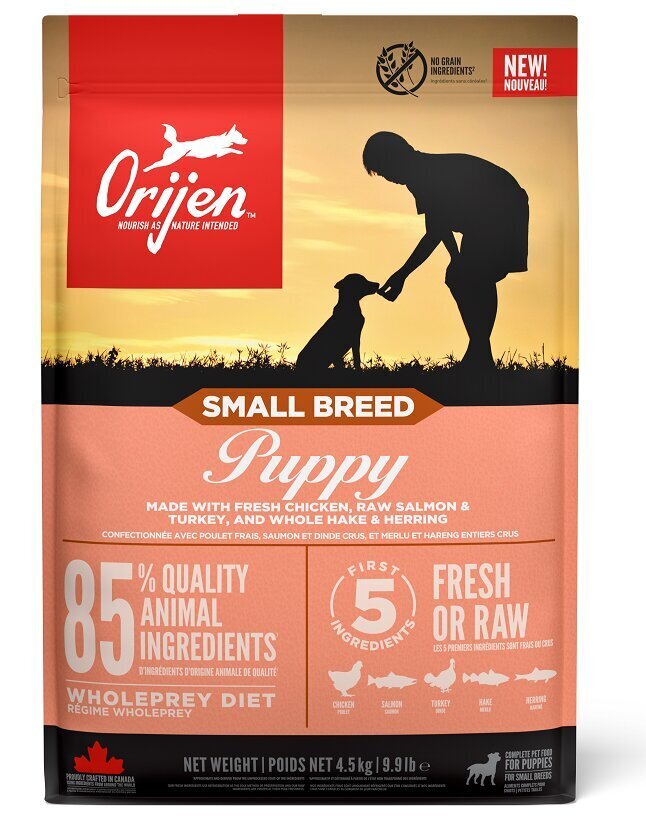 Orijen Small Breed pienten rotujen penturuoka kanalla, lohella ja kalkkunalla, 1,8 kg hinta ja tiedot | Koiran kuivaruoka | hobbyhall.fi