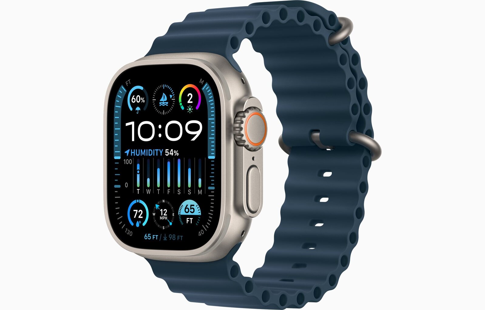 Apple Watch Ultra 2 GPS + Cellular, 49mm Titanium Case with Blue Ocean Band MREG3EL/A hinta ja tiedot | Älykellot | hobbyhall.fi