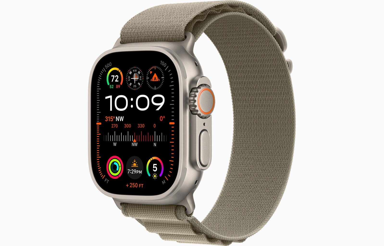 Apple Watch Ultra 2 GPS + Cellular, 49mm Titanium Case with Olive Alpine Loop - Medium MREY3EL/A hinta ja tiedot | Älykellot | hobbyhall.fi