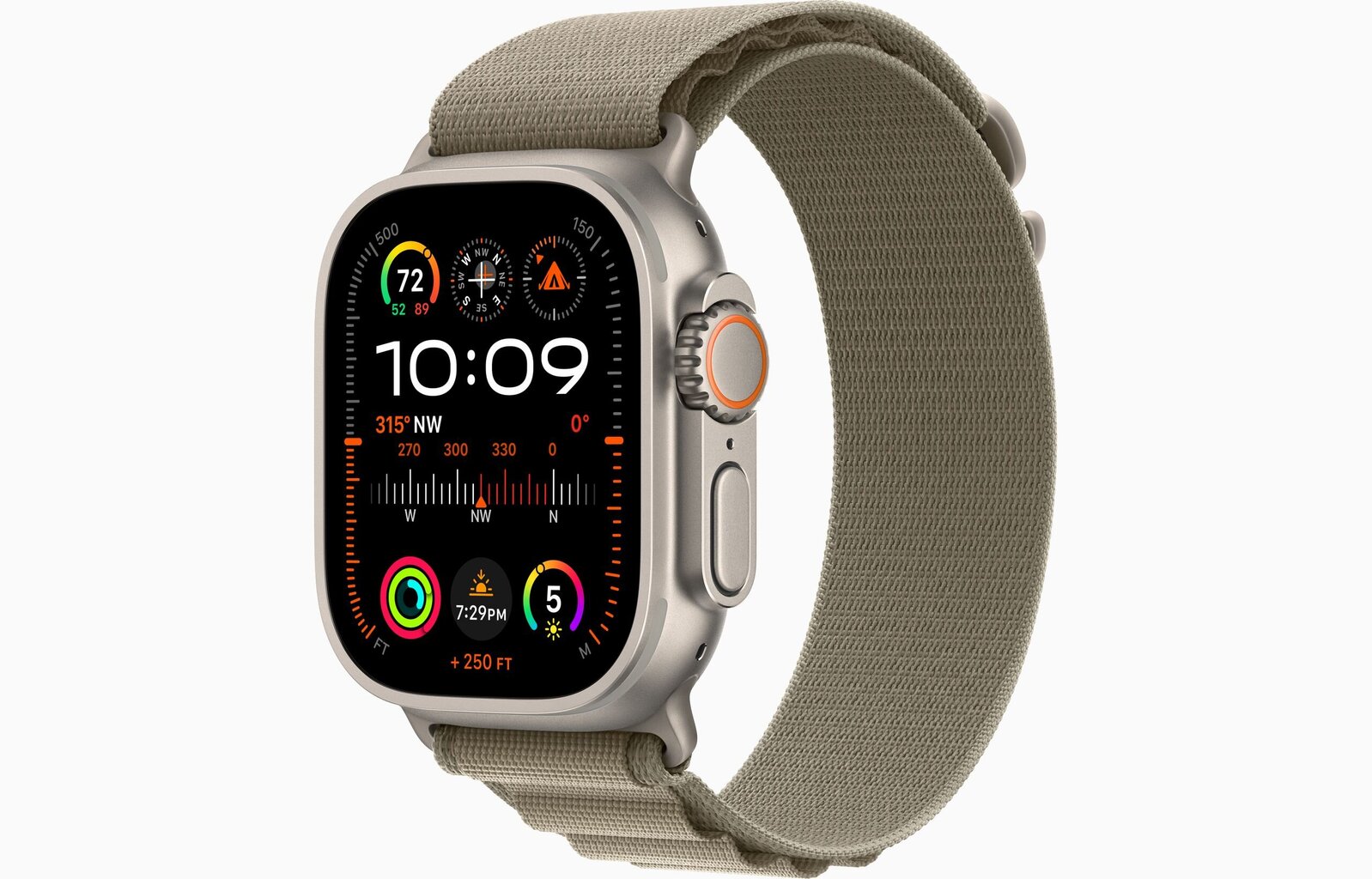 Apple Watch Ultra 2 GPS + Cellular, 49mm Titanium Case with Olive Alpine Loop - Medium MREY3UL/A hinta ja tiedot | Älykellot | hobbyhall.fi