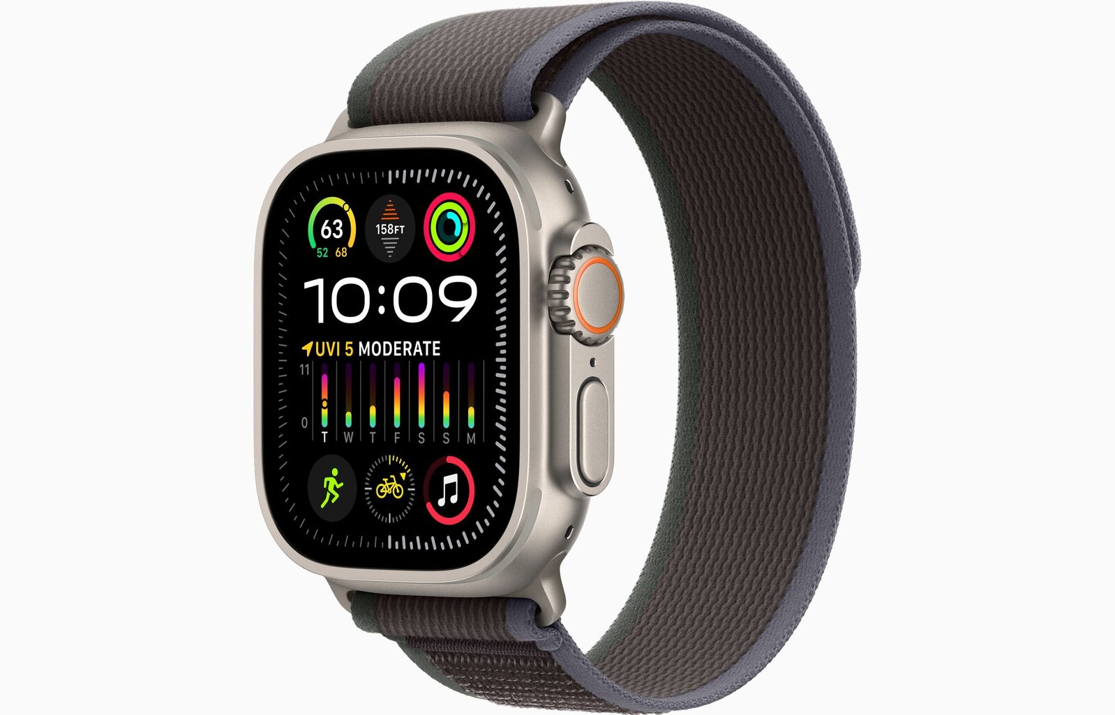 Apple Watch Ultra 2 GPS + Cellular, 49mm Titanium Case with Blue/Black Trail Loop - S/M MRF53EL/A hinta ja tiedot | Älykellot | hobbyhall.fi