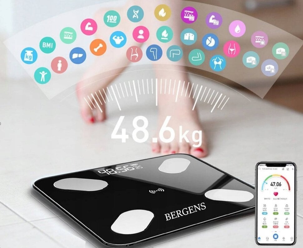 Bluetooth BMI 12in1 älykäs kylpyhuoneen vaaka hinta ja tiedot | Vaa'at | hobbyhall.fi