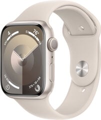 Apple Watch Series 9 GPS 41mm Starlight Aluminium Case with Starlight Sport Band - M/L MR8U3ET/A hinta ja tiedot | Älykellot | hobbyhall.fi