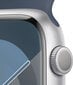 Apple Watch Series 9 GPS 41mm Silver Aluminium Case with Storm Blue Sport Band - M/L MR913ET/A hinta ja tiedot | Älykellot | hobbyhall.fi