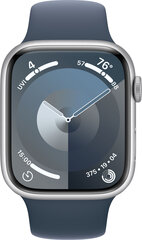 Apple Watch Series 9 GPS 41mm Silver Aluminium Case with Storm Blue Sport Band - M/L - MR913ET/A hinta ja tiedot | Älykellot | hobbyhall.fi