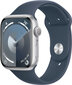 Apple Watch Series 9 GPS 41mm Silver Aluminium Case with Storm Blue Sport Band - M/L MR913ET/A hinta ja tiedot | Älykellot | hobbyhall.fi