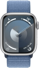 Apple Watch Series 9 GPS 41mm Silver Aluminium Case with Winter Blue Sport Loop - MR923ET/A hinta ja tiedot | Älykellot | hobbyhall.fi