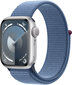 Apple Watch Series 9 GPS 41mm Silver Aluminium Case with Winter Blue Sport Loop MR923ET/A hinta ja tiedot | Älykellot | hobbyhall.fi