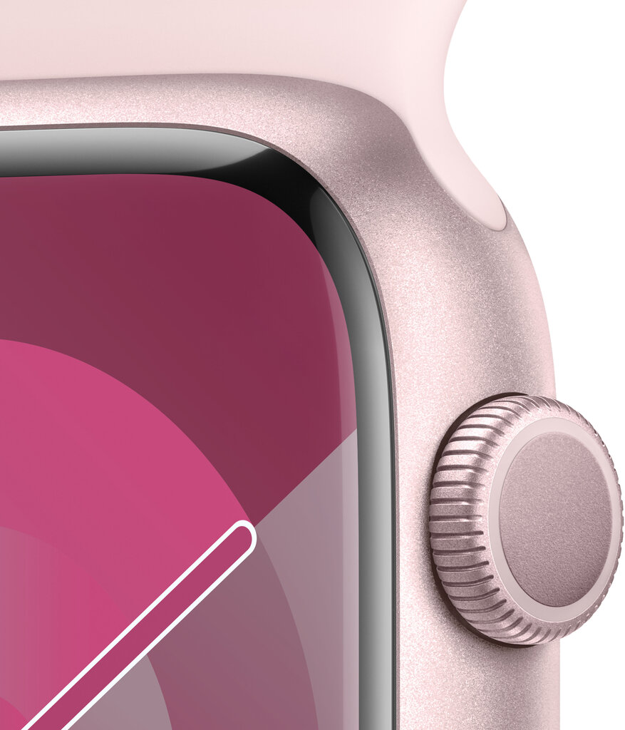 Apple Watch Series 9 GPS 41mm Pink Aluminium Case with Light Pink Sport Band - M/L MR943ET/A hinta ja tiedot | Älykellot | hobbyhall.fi
