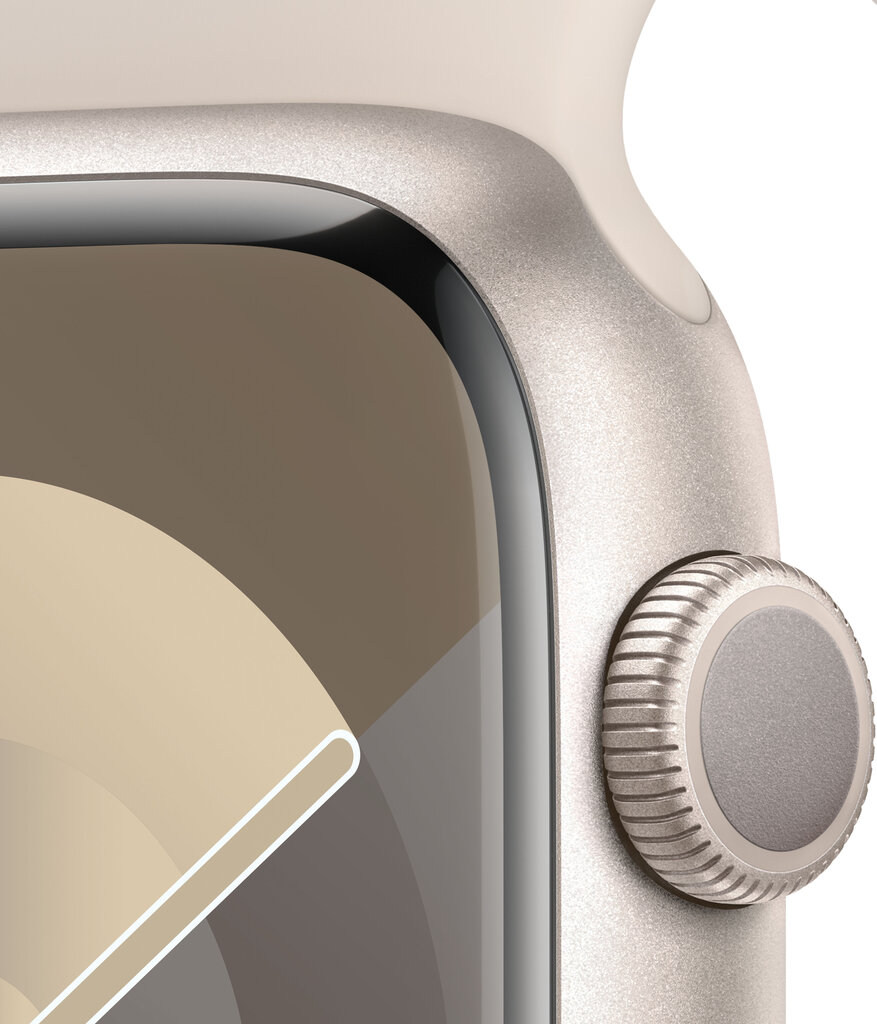 Apple Watch Series 9 GPS 45mm Starlight Aluminium Case with Starlight Sport Band - S/M - MR963ET/A hinta ja tiedot | Älykellot | hobbyhall.fi