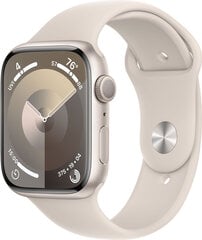 Apple Watch Series 9 GPS 45mm Starlight Aluminium Case with Starlight Sport Band - M/L MR973ET/A hinta ja tiedot | Älykellot | hobbyhall.fi