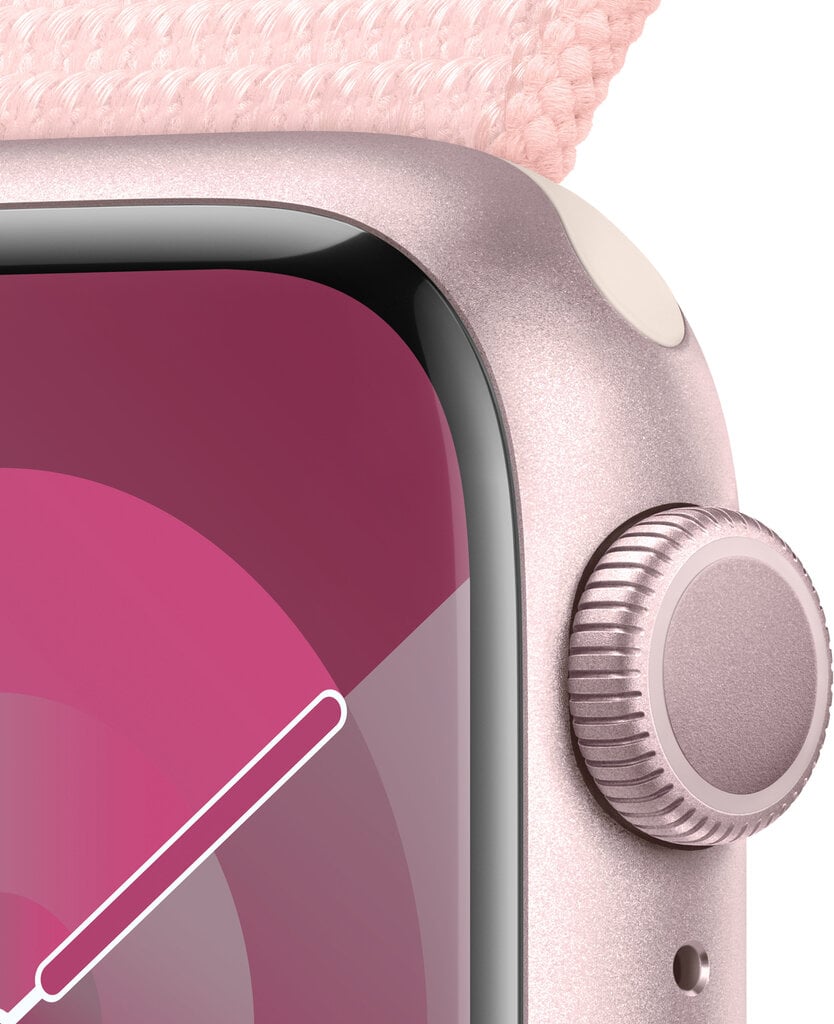 Apple Watch Series 9 GPS 45mm Pink Aluminium Case with Light Pink Sport Loop MR9J3ET/A hinta ja tiedot | Älykellot | hobbyhall.fi