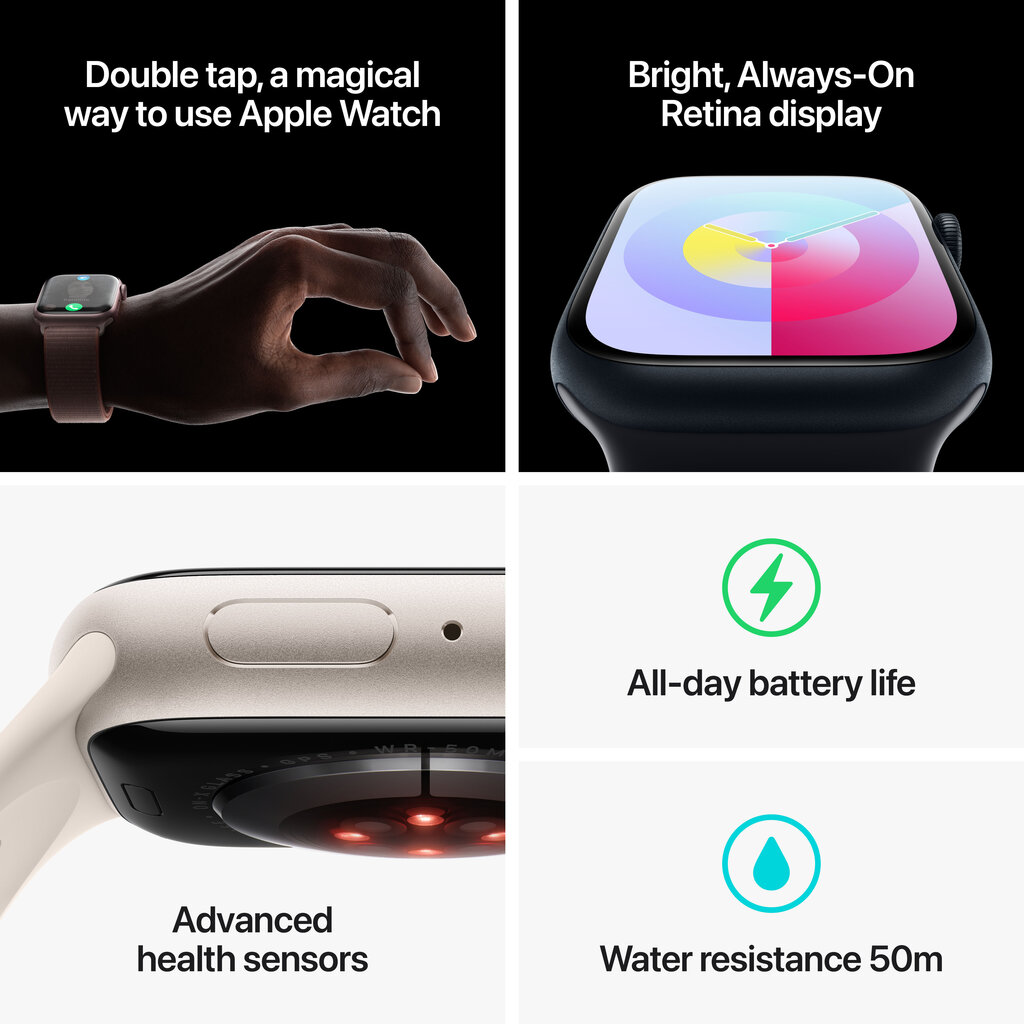 Apple Watch Series 9 GPS + Cellular 41mm Starlight Aluminium Case with Starlight Sport Loop MRHQ3ET/A hinta ja tiedot | Älykellot | hobbyhall.fi