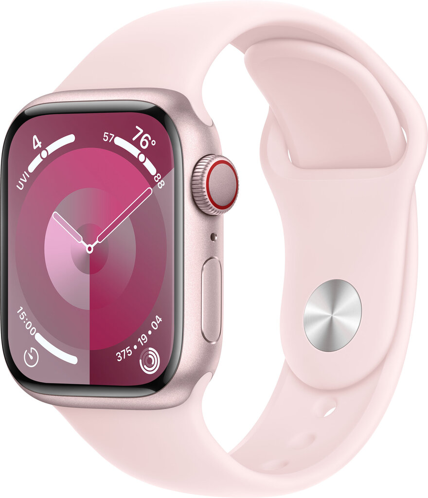 Apple Watch Series 9 GPS + Cellular 41mm Pink Aluminium Case with Light Pink Sport Band - M/L MRJ03ET/A hinta ja tiedot | Älykellot | hobbyhall.fi
