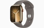 Apple Watch Series 9 GPS + Cellular 41mm Gold Stainless Steel Case with Clay Sport Band - S/M MRJ53ET/A