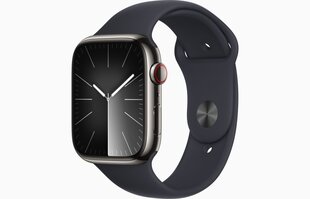 Apple Watch Series 9 GPS + Cellular 41mm Graphite Stainless Steel Case with Midnight Sport Band - S/M MRJ83ET/A hinta ja tiedot | Älykellot | hobbyhall.fi