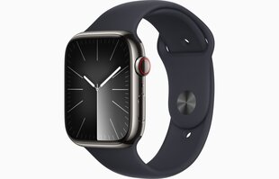 Apple Watch Series 9 GPS + Cellular 41mm Graphite Stainless Steel Case with Midnight Sport Band - M/L MRJ93ET/A hinta ja tiedot | Älykellot | hobbyhall.fi