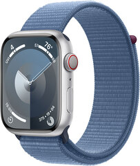 Apple Watch Series 9 GPS + Cellular 45mm Silver Aluminium Case with Winter Blue Sport Loop MRMJ3ET/A hinta ja tiedot | Älykellot | hobbyhall.fi