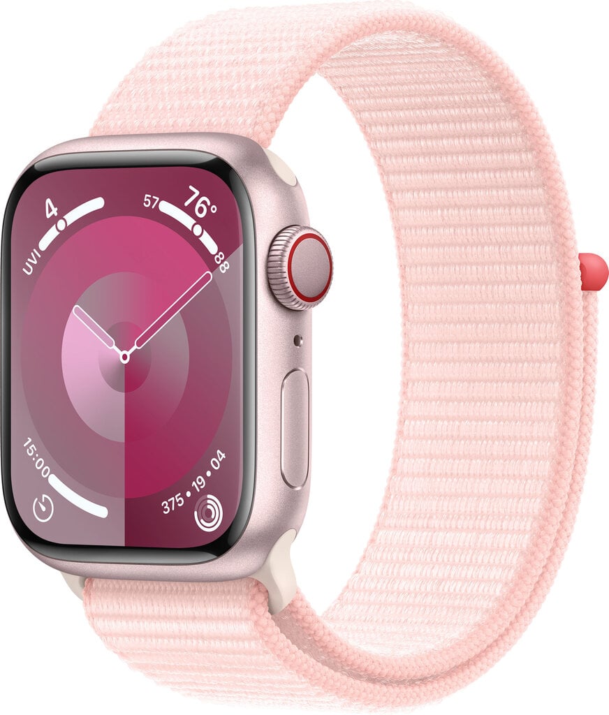 Apple Watch Series 9 GPS + Cellular 45mm Pink Aluminium Case with Light Pink Sport Loop MRMM3ET/A hinta ja tiedot | Älykellot | hobbyhall.fi