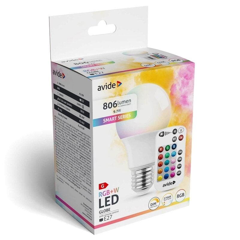 LED-lamppu Avide RGB E27 9,7W 806lm hinta ja tiedot | Lamput | hobbyhall.fi