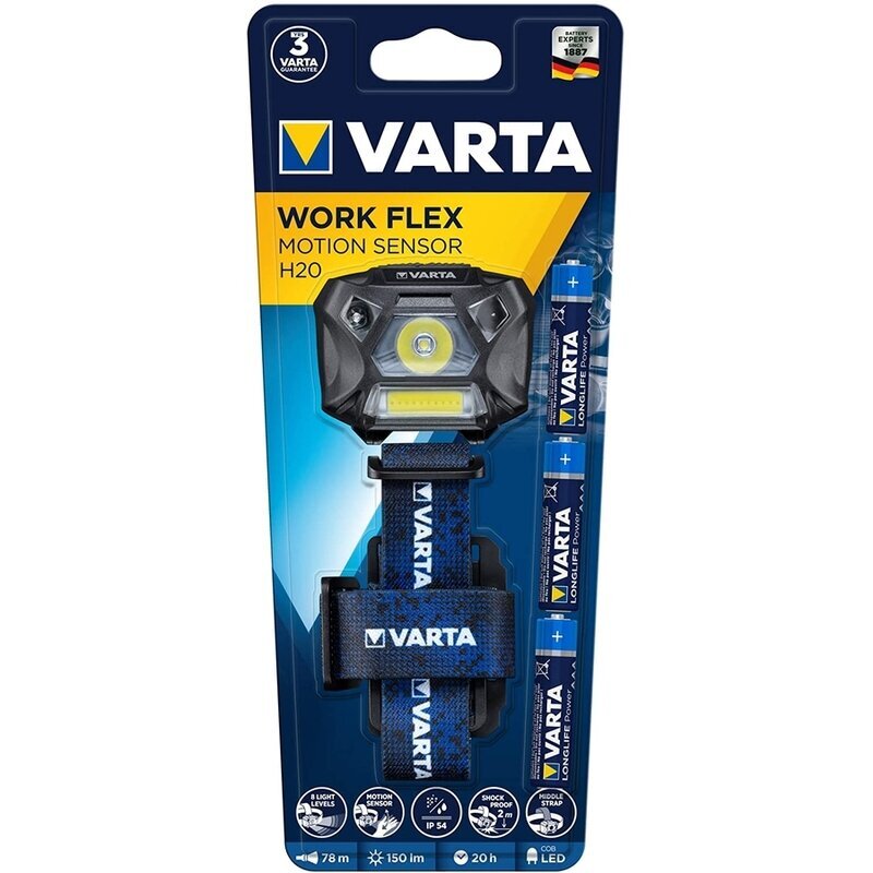 Otsalamppu Varta H20 SENSOR 4.8W+3W COB 3xAAA hinta ja tiedot | Taskulamput ja valonheittimet | hobbyhall.fi