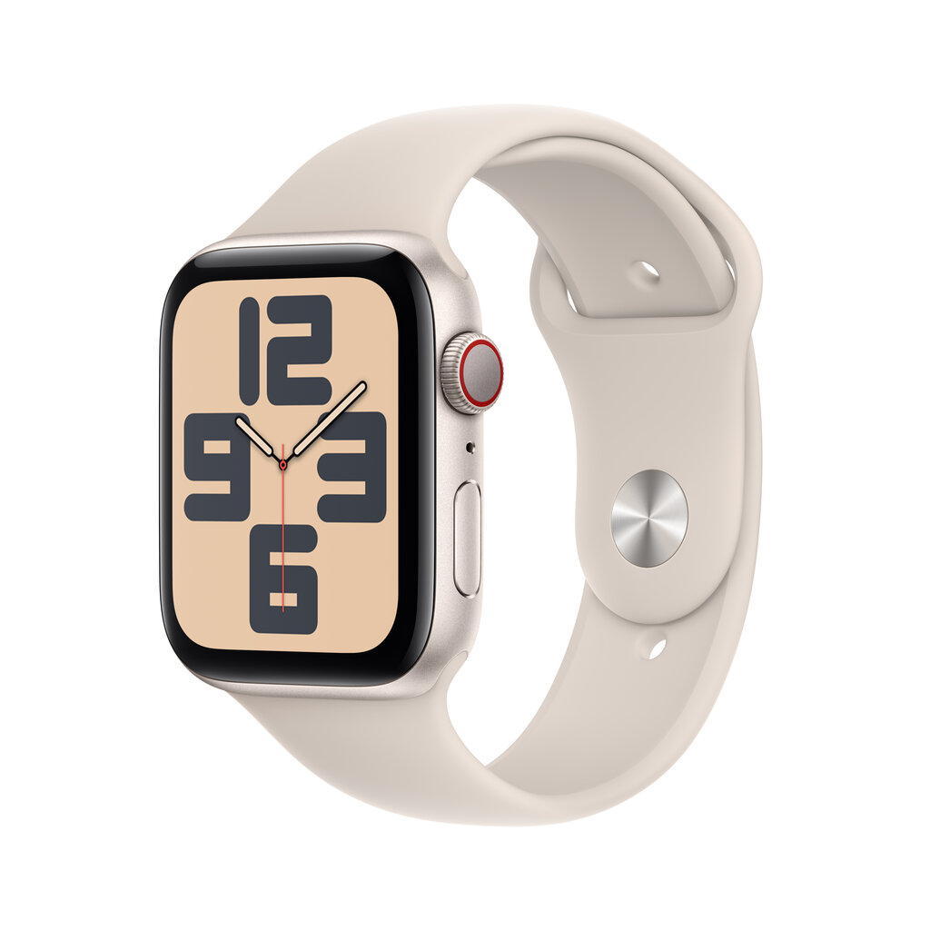 Apple Watch SE GPS + Cellular 44mm Starlight Aluminium Case with Starlight Sport Band - M/L - MRGX3ET/A hinta ja tiedot | Älykellot | hobbyhall.fi