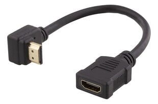 Deltaco, HDMI M- HDMI F, 0,2 m hinta ja tiedot | Adapterit | hobbyhall.fi