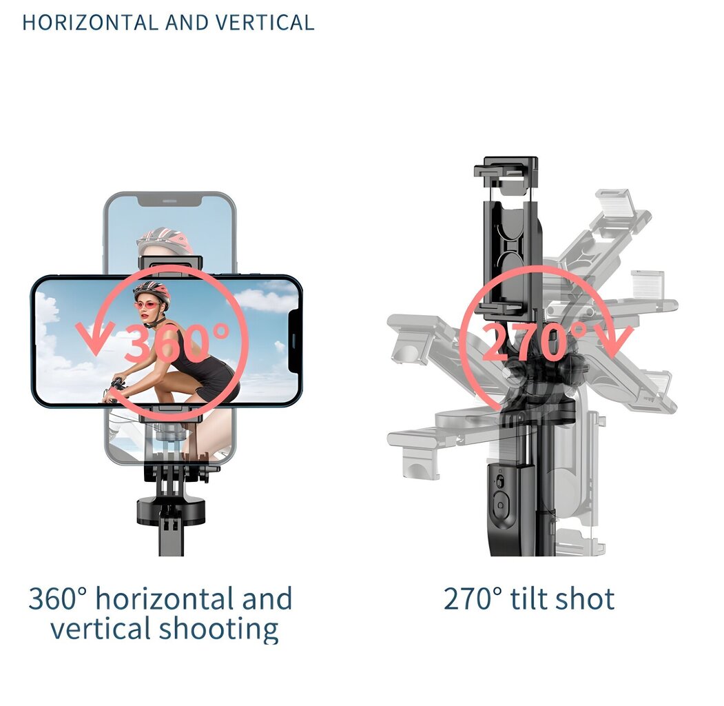 360 asteen panoraama selfie-tikku kaukosäätimellä ja jalustalla, Livman L16 (selfie stick) hinta ja tiedot | Selfie-tikut ja -telineet | hobbyhall.fi