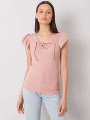 Vaaleanpunainen pusero nauhoitetulla pääntiellä hinta ja tiedot | Naisten T-paidat | hobbyhall.fi
